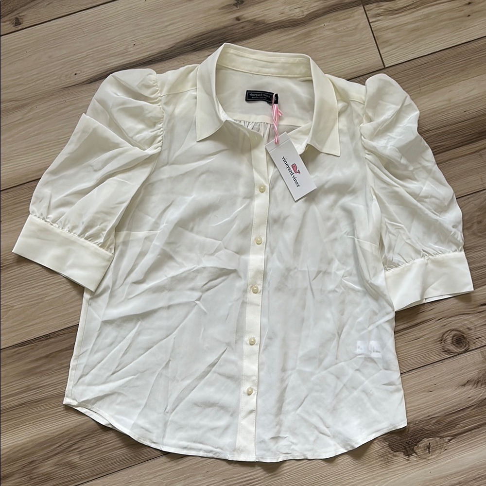 Vineyard Vines Elegant Cream Women's Sheer Blouse